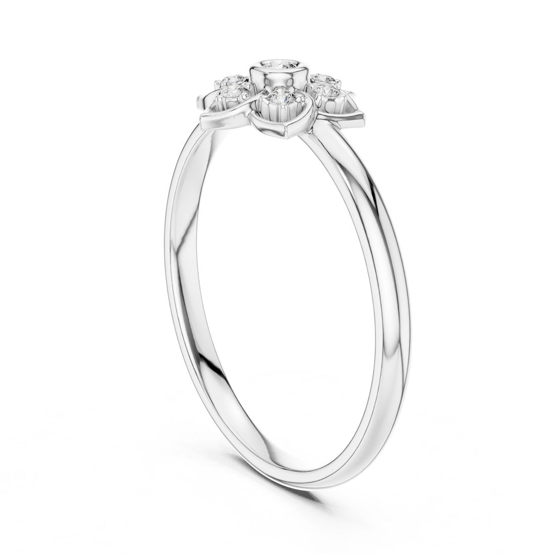 .05 Ct. Floral Diamond Cluster Ring with Bezel Center (1 (419)) 10