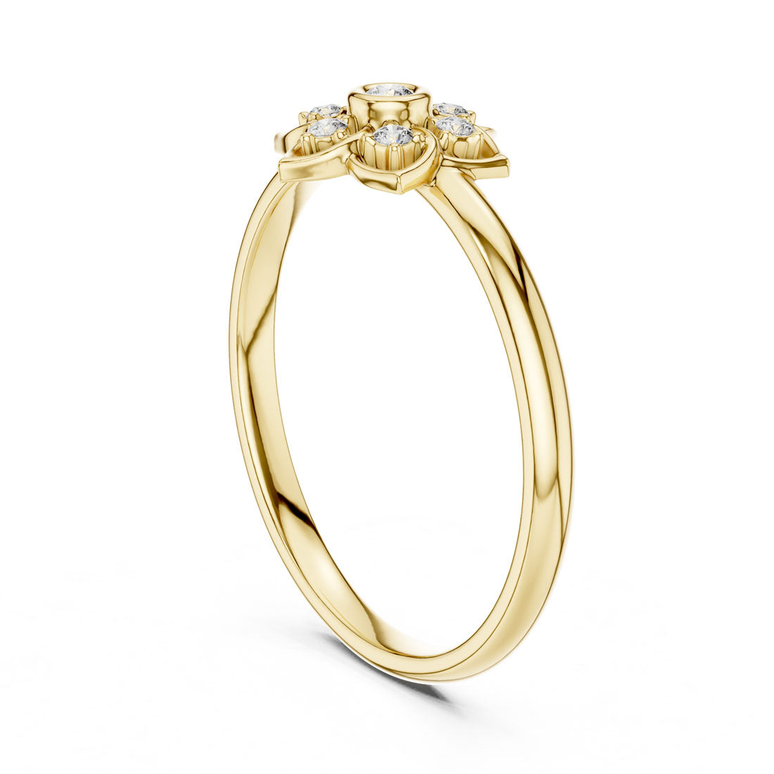 .05 Ct. Floral Diamond Cluster Ring with Bezel Center (1 (419)) 3