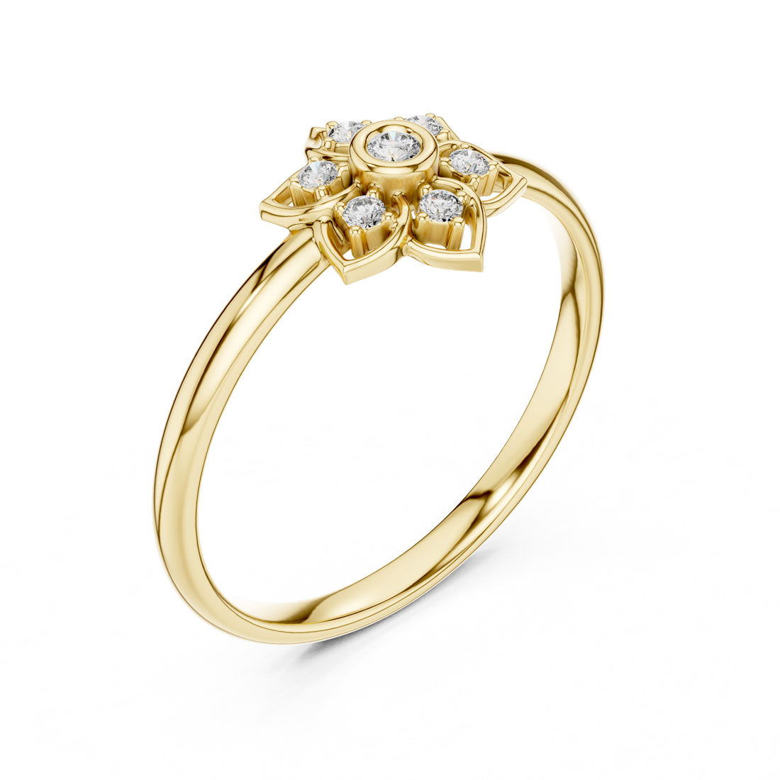 .05 Ct. Floral Diamond Cluster Ring with Bezel Center (1 (419))