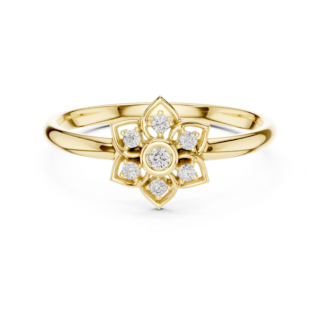 .05 Ct. Floral Diamond Cluster Ring with Bezel Center (1 (419)) 5