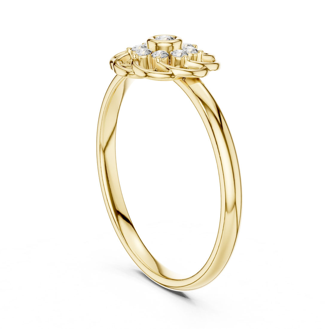 .06 Ct. Interlaced Floral Diamond Cluster Ring with Bezel Center (1 (420)) 3