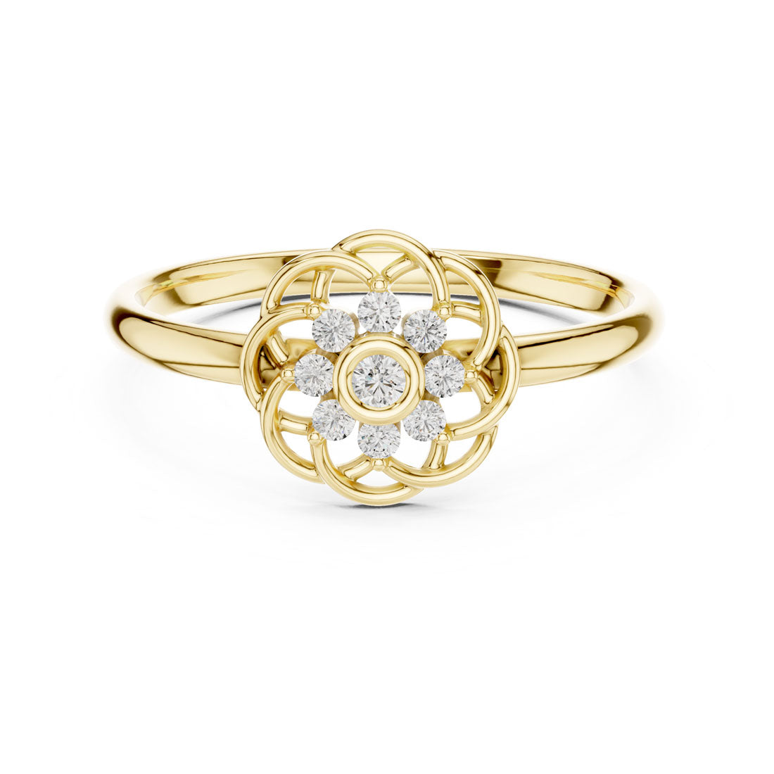 .06 Ct. Interlaced Floral Diamond Cluster Ring with Bezel Center (1 (420))