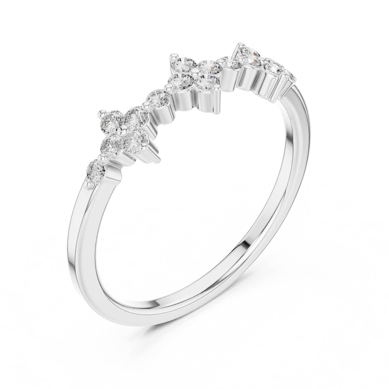 .23 Ct. Floral Diamond Cluster Ring with Round Brilliant Diamonds (22-28) 6