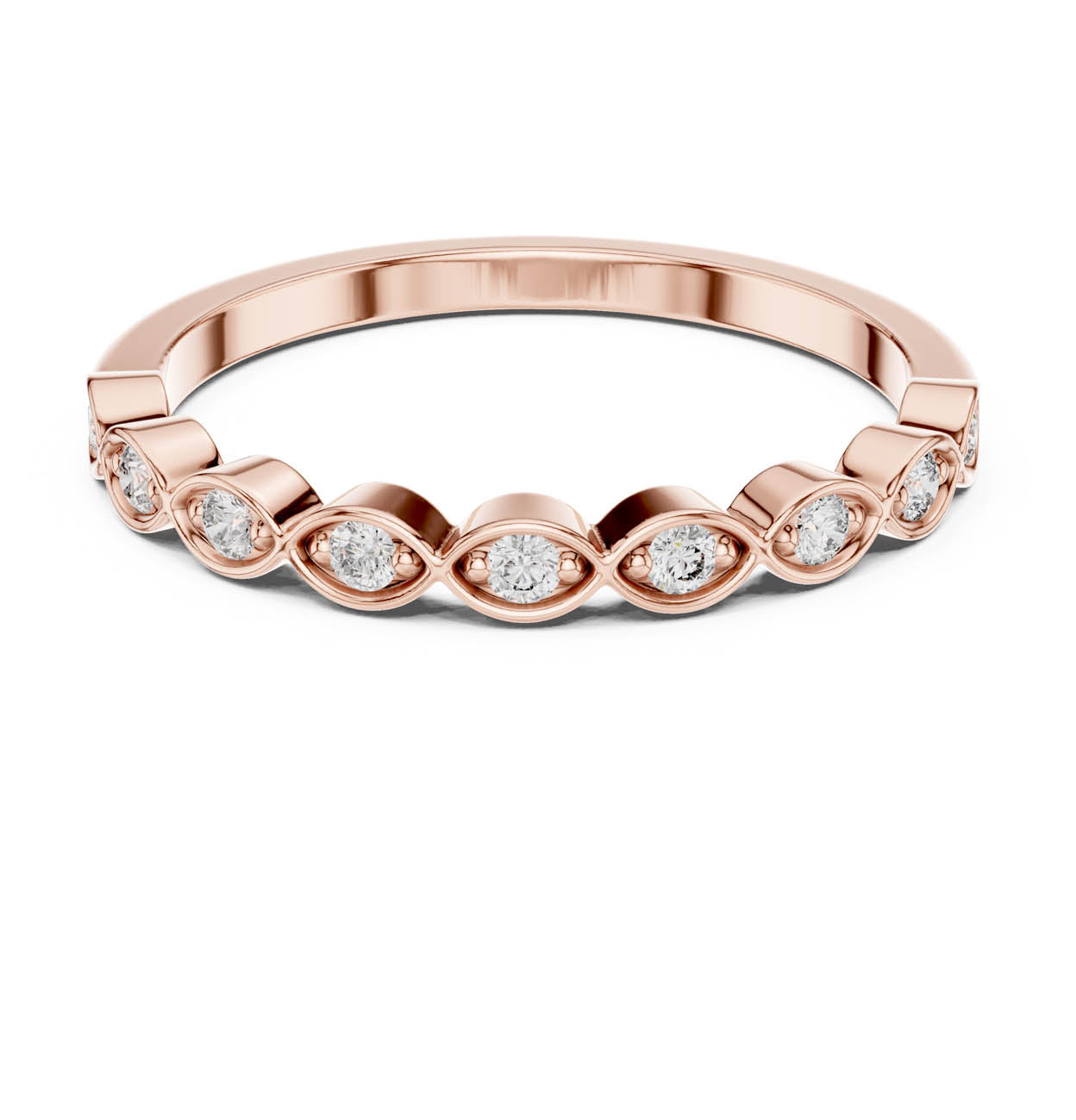 .11 Ct. Bezel-Set Round Diamond Half Eternity Ring with Marquise Frames (24-28) 7