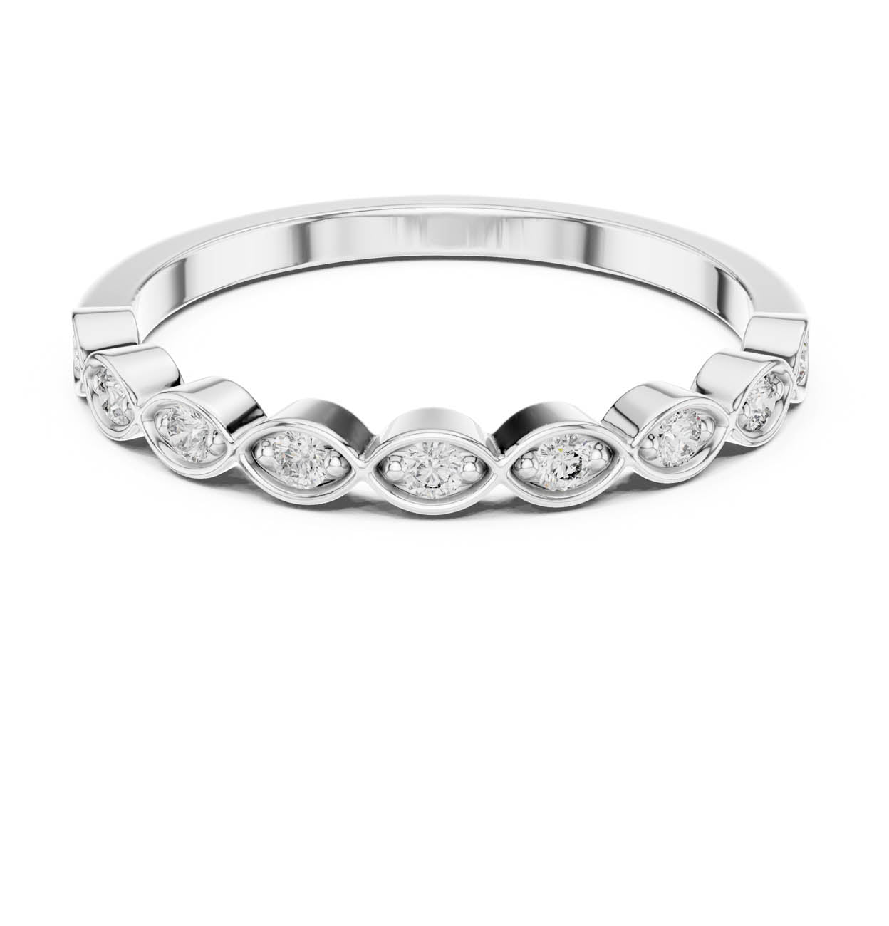 .11 Ct. Bezel-Set Round Diamond Half Eternity Ring with Marquise Frames (24-28)