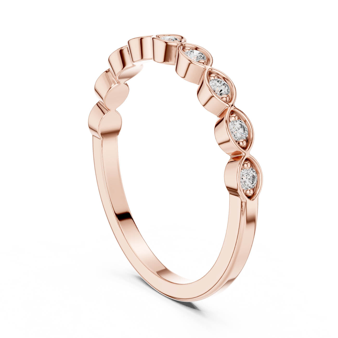 .11 Ct. Bezel-Set Round Diamond Half Eternity Ring with Marquise Frames (24-28) 9