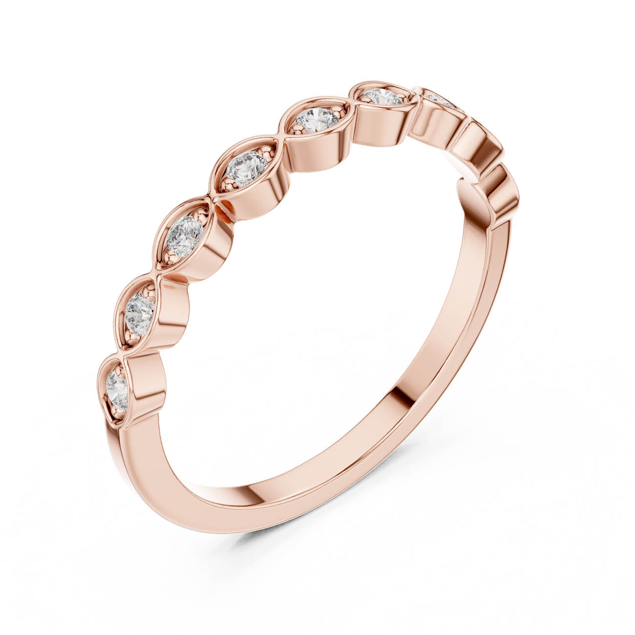.11 Ct. Bezel-Set Round Diamond Half Eternity Ring with Marquise Frames (24-28) 6
