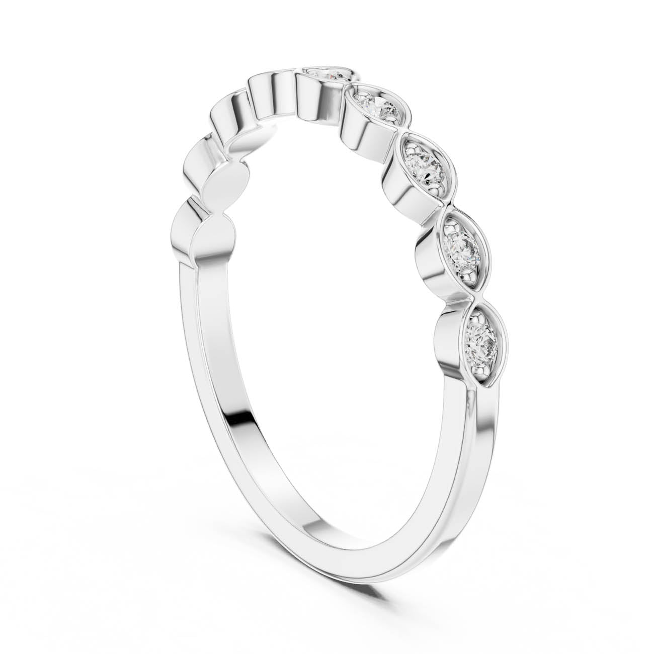 .11 Ct. Bezel-Set Round Diamond Half Eternity Ring with Marquise Frames (24-28) 8
