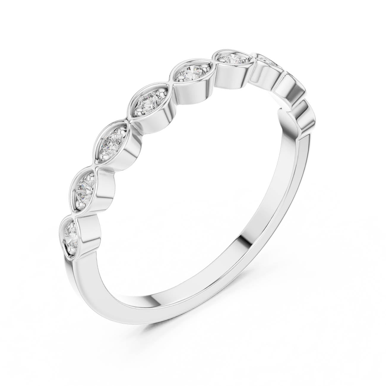.11 Ct. Bezel-Set Round Diamond Half Eternity Ring with Marquise Frames (24-28) 10