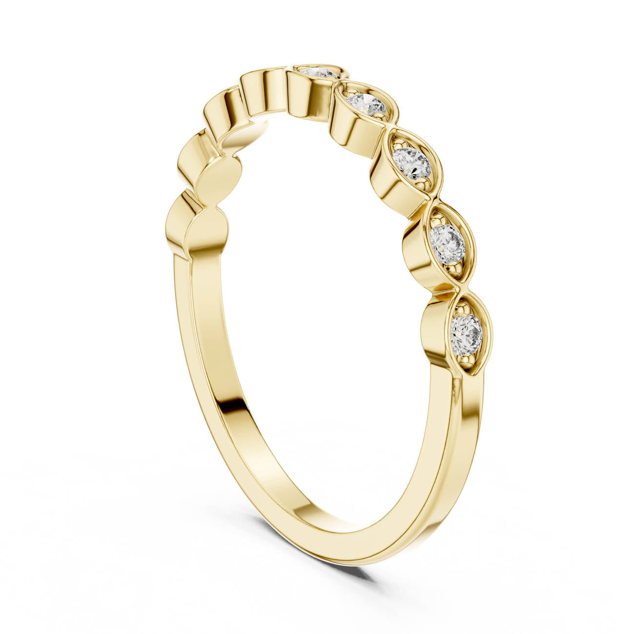 .11 Ct. Bezel-Set Round Diamond Half Eternity Ring with Marquise Frames (24-28) 3