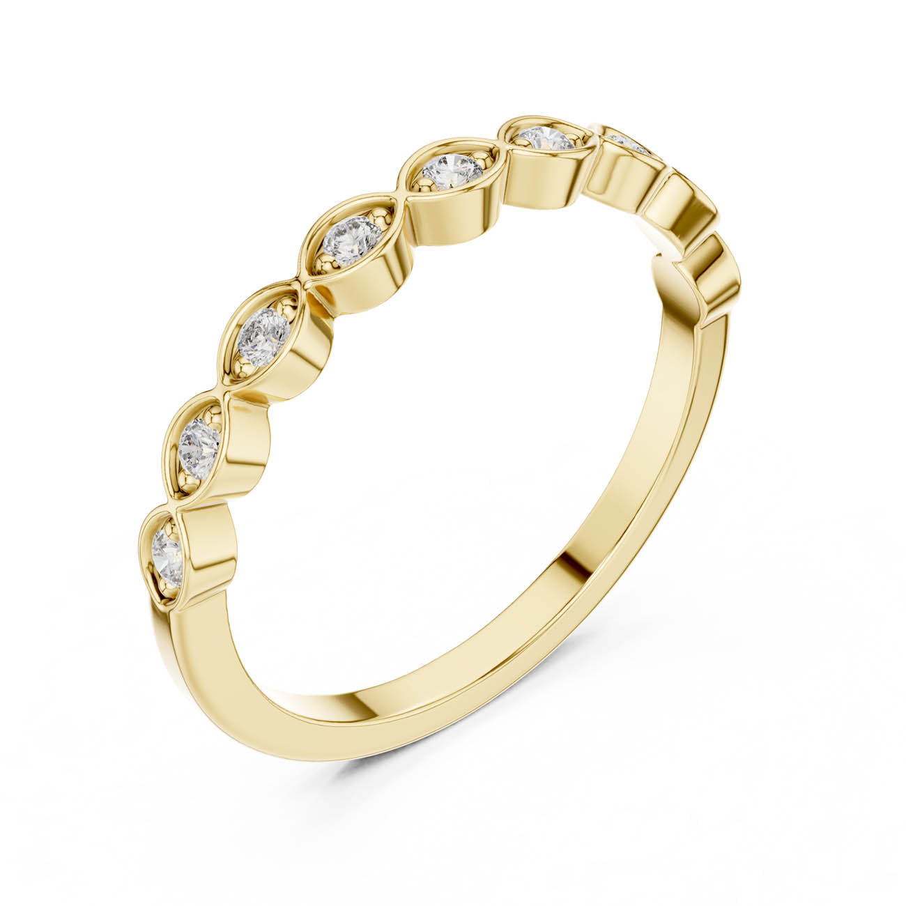 .11 Ct. Bezel-Set Round Diamond Half Eternity Ring with Marquise Frames (24-28)