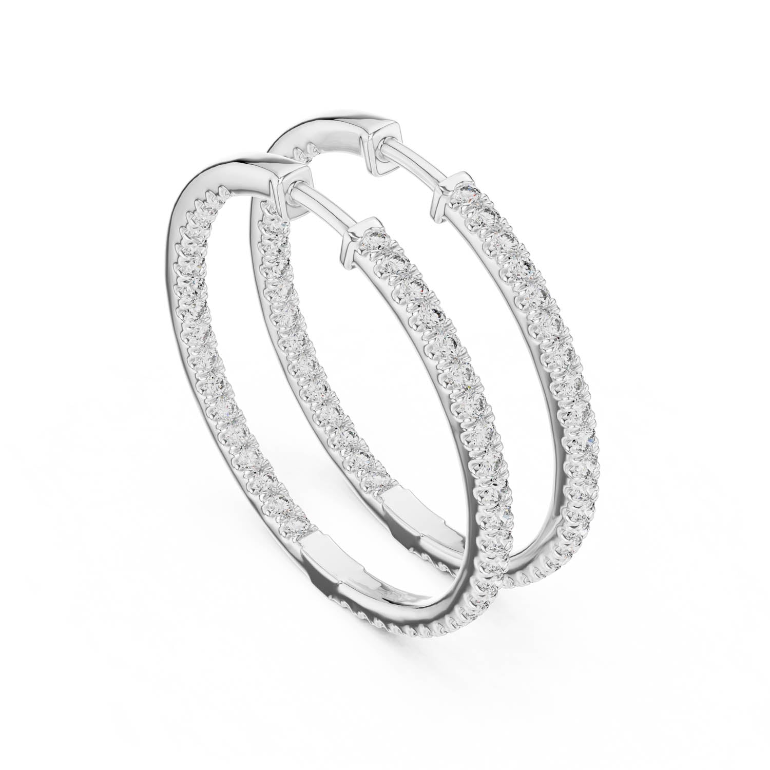 1.00 Ct. Round Diamond Inside-Out Double Row Hoop Earrings (315) 12