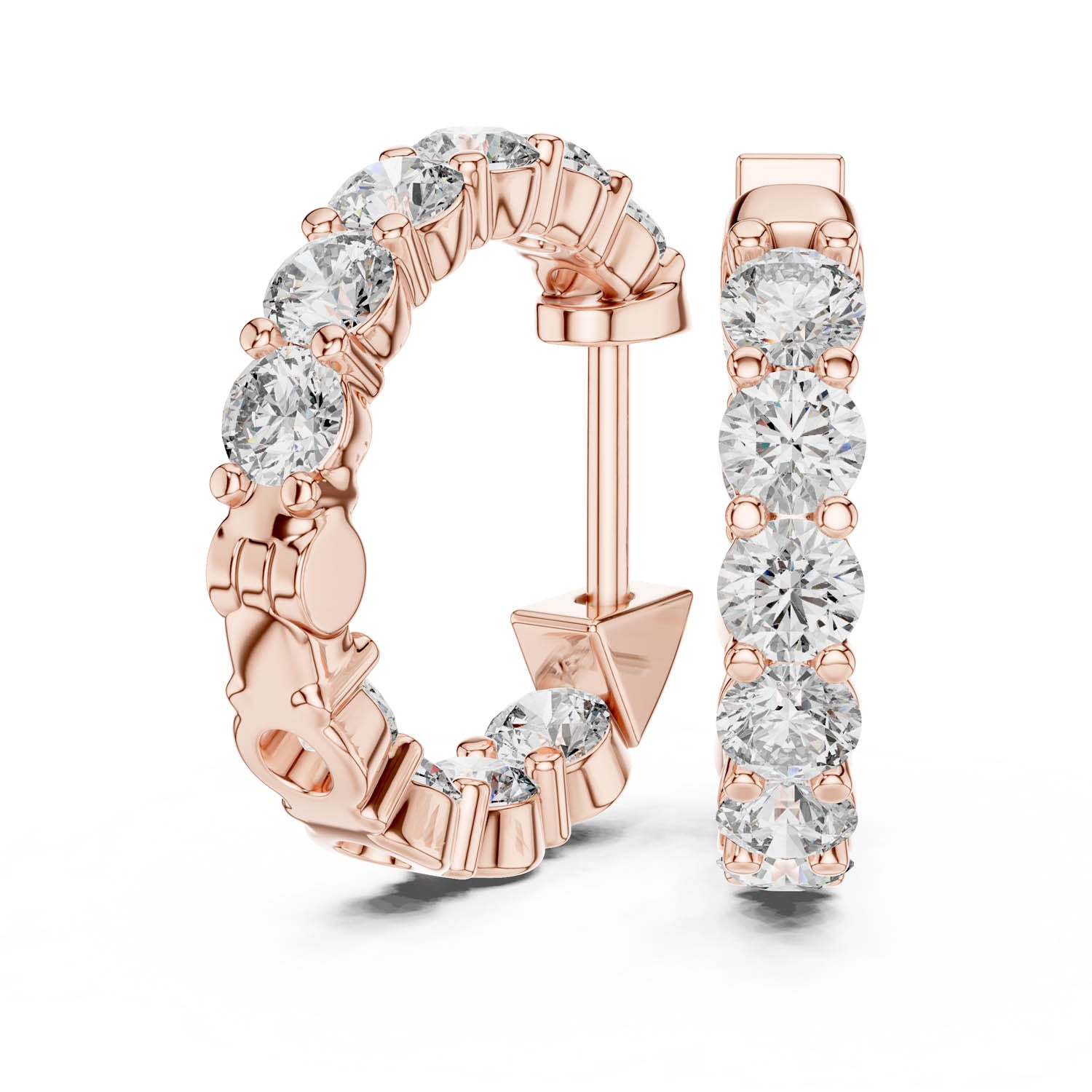 1.60 Ct. Round Diamond Shared Prong Hoop Earrings (31) 9