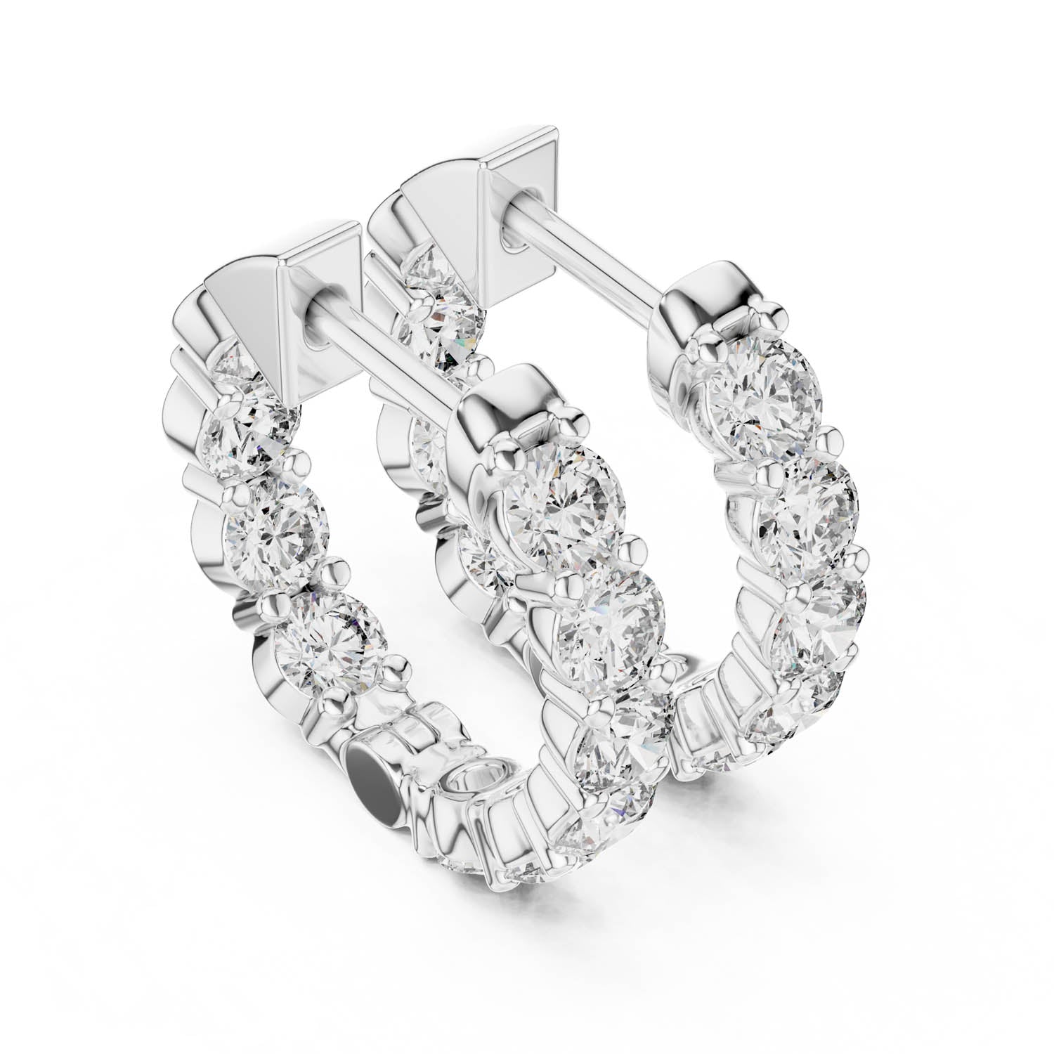 1.60 Ct. Round Diamond Shared Prong Hoop Earrings (31) 3
