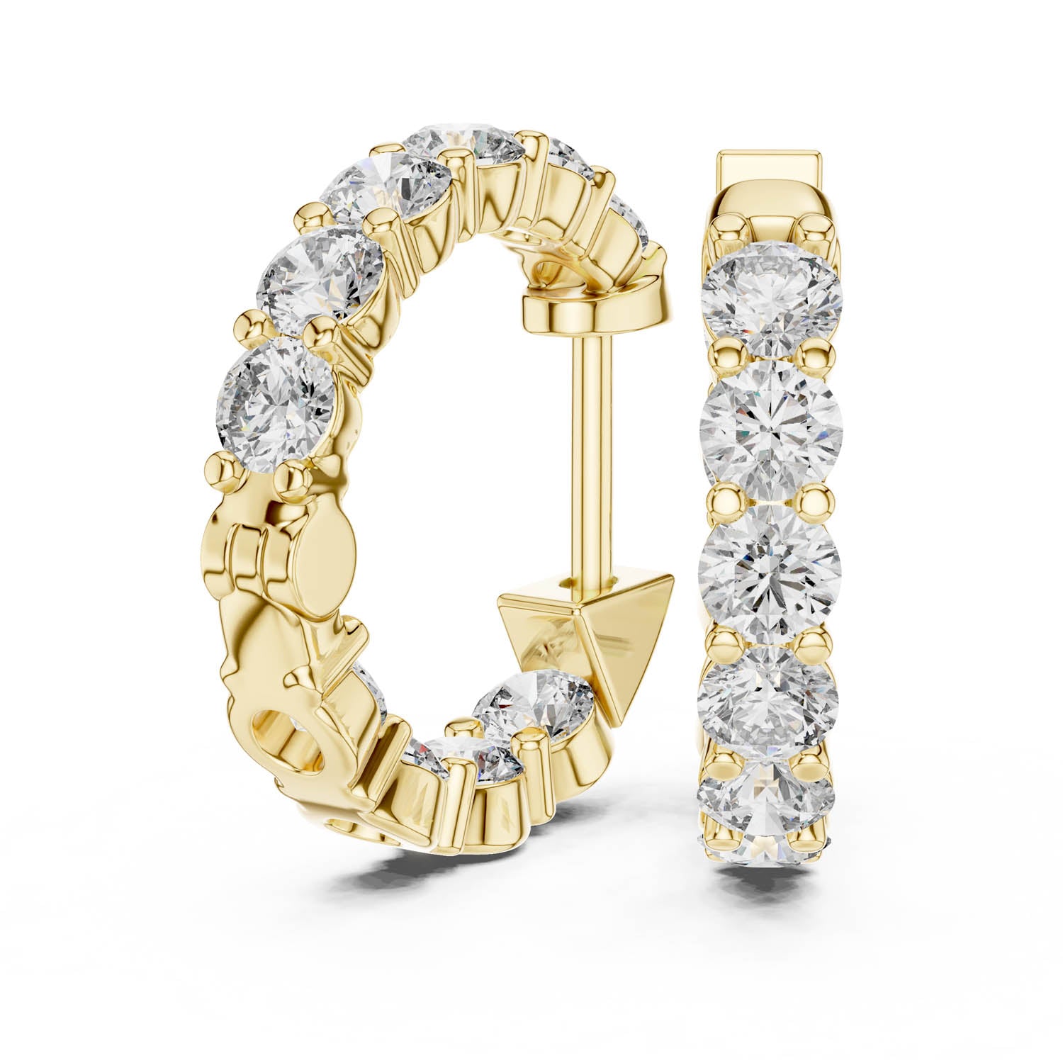 1.60 Ct. Round Diamond Shared Prong Hoop Earrings (31) 5
