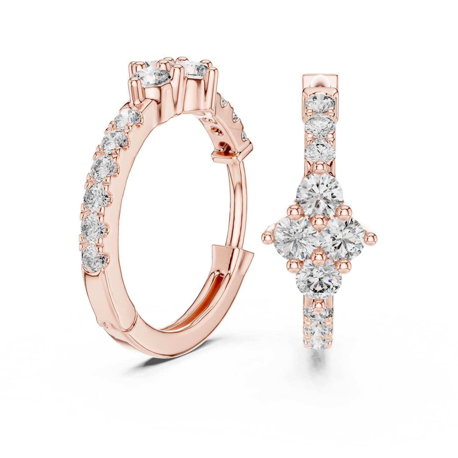 .54 Ct. Diamond Cluster Drop Earrings with Pavé Hoop Design (320) 9