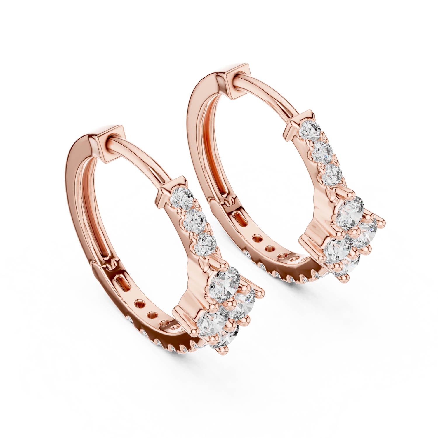 .54 Ct. Diamond Cluster Drop Earrings with Pavé Hoop Design (320) 10