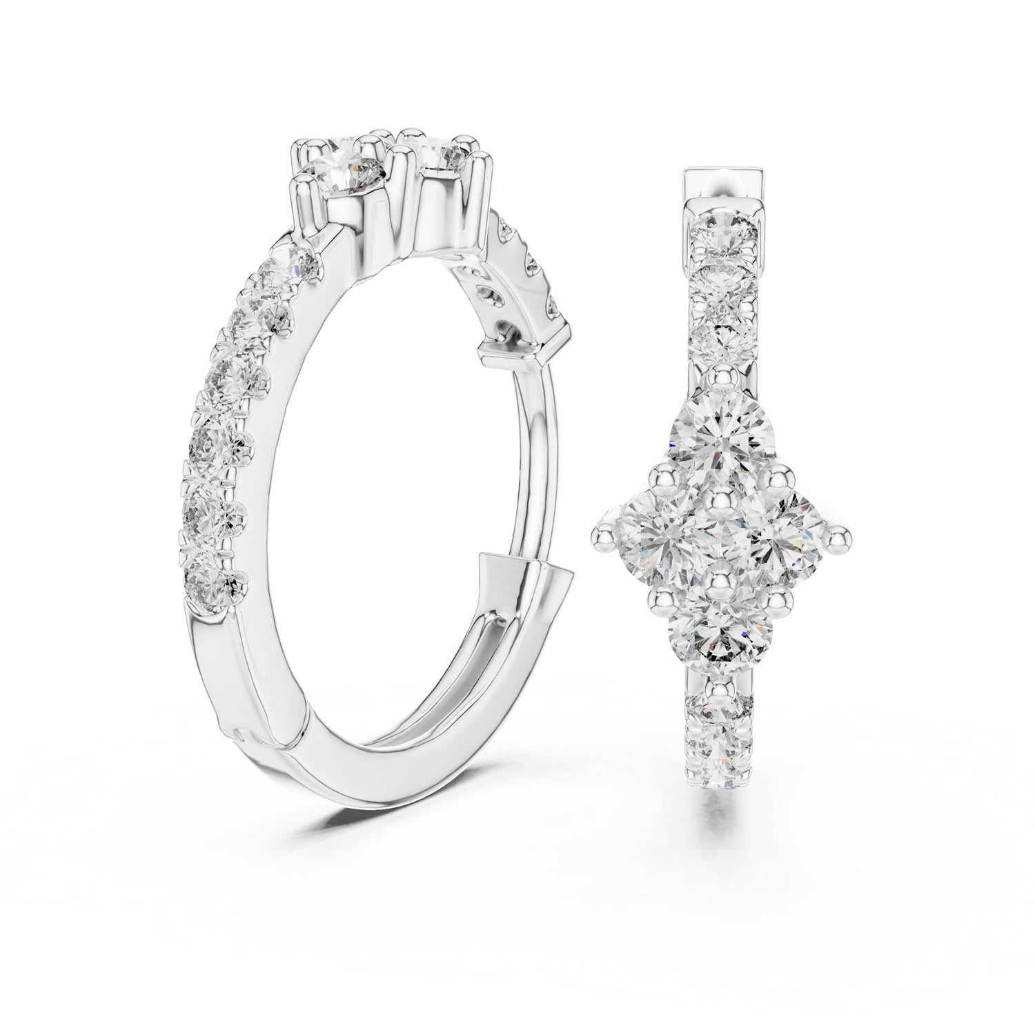 .54 Ct. Diamond Cluster Drop Earrings with Pavé Hoop Design (320)