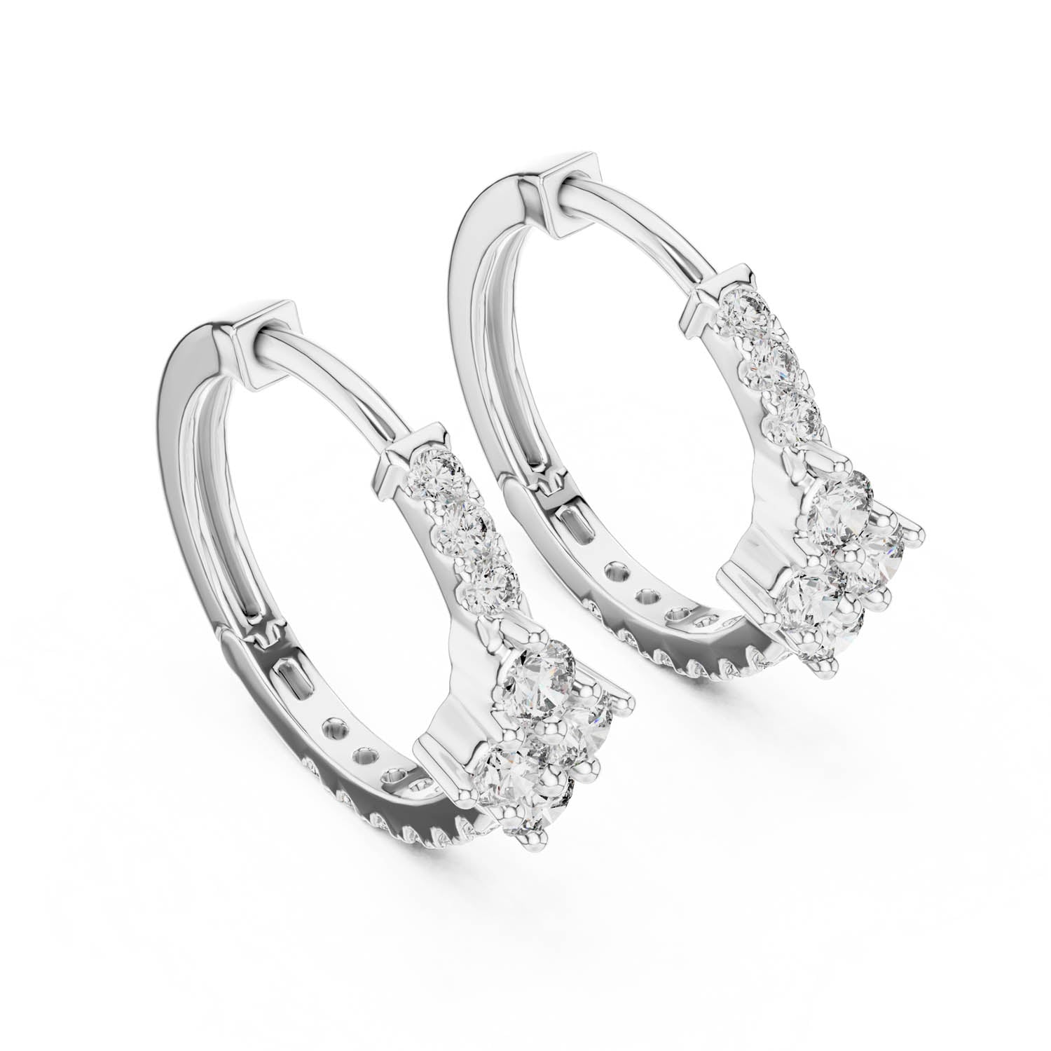 .54 Ct. Diamond Cluster Drop Earrings with Pavé Hoop Design (320) 3