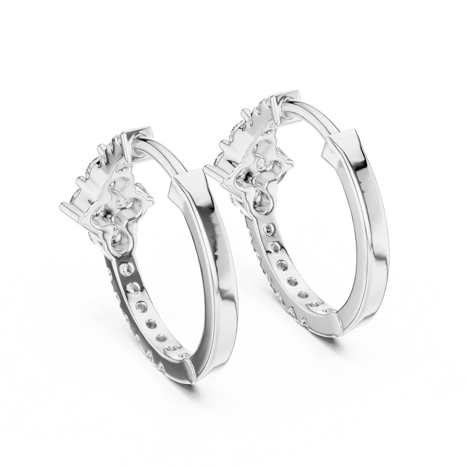 .54 Ct. Diamond Cluster Drop Earrings with Pavé Hoop Design (320) 4