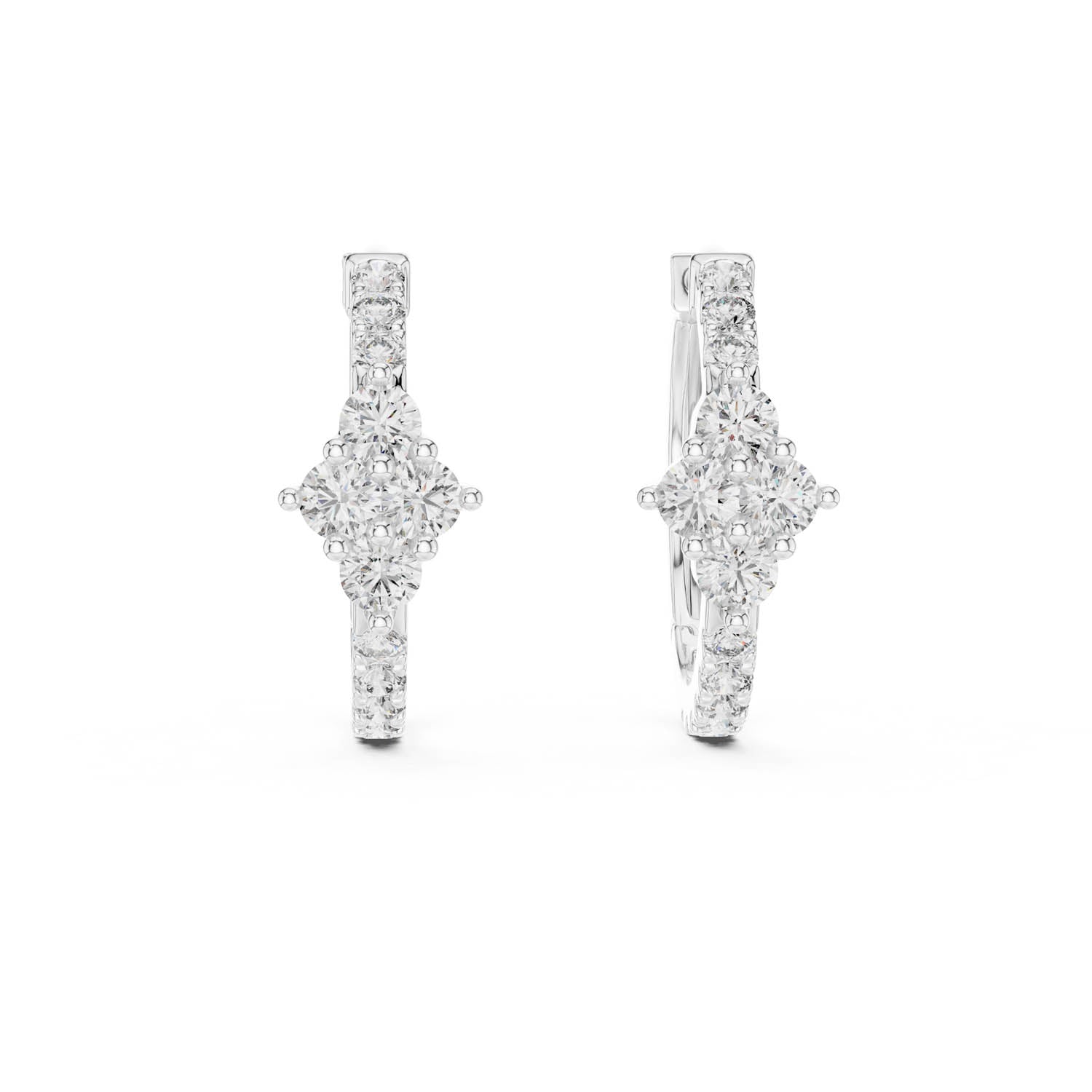 .54 Ct. Diamond Cluster Drop Earrings with Pavé Hoop Design (320)