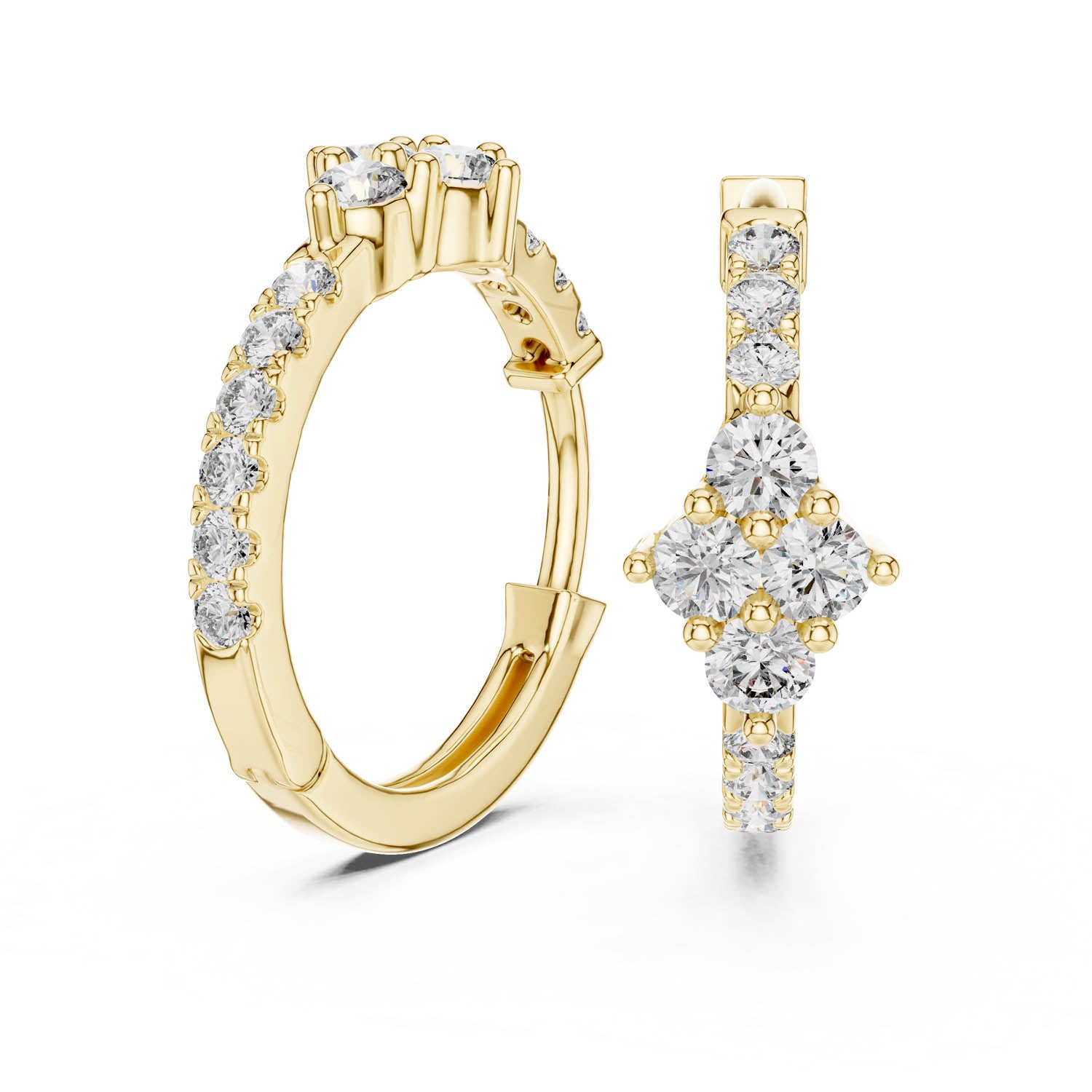 .54 Ct. Diamond Cluster Drop Earrings with Pavé Hoop Design (320) 5