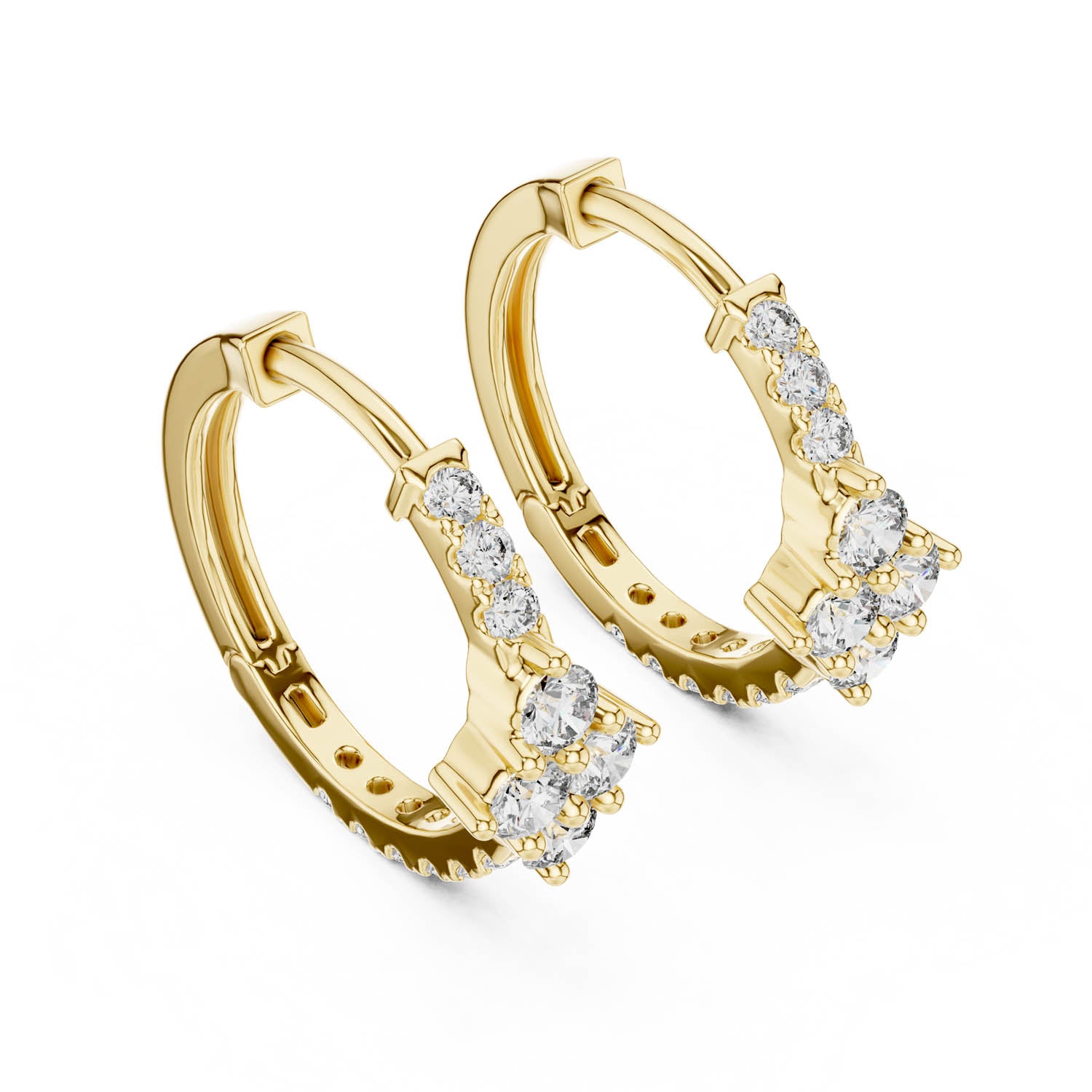 .54 Ct. Diamond Cluster Drop Earrings with Pavé Hoop Design (320) 6