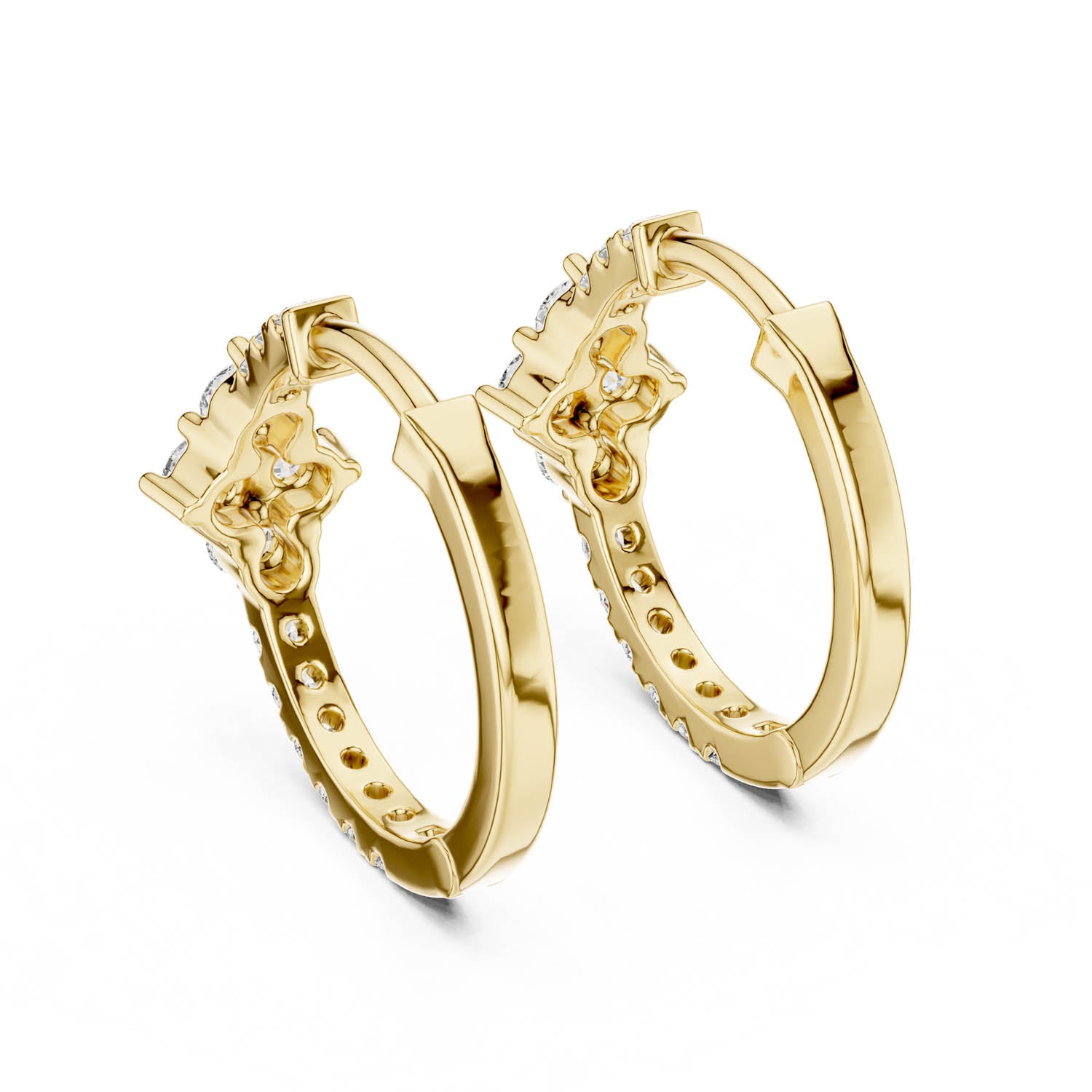 .54 Ct. Diamond Cluster Drop Earrings with Pavé Hoop Design (320) 7