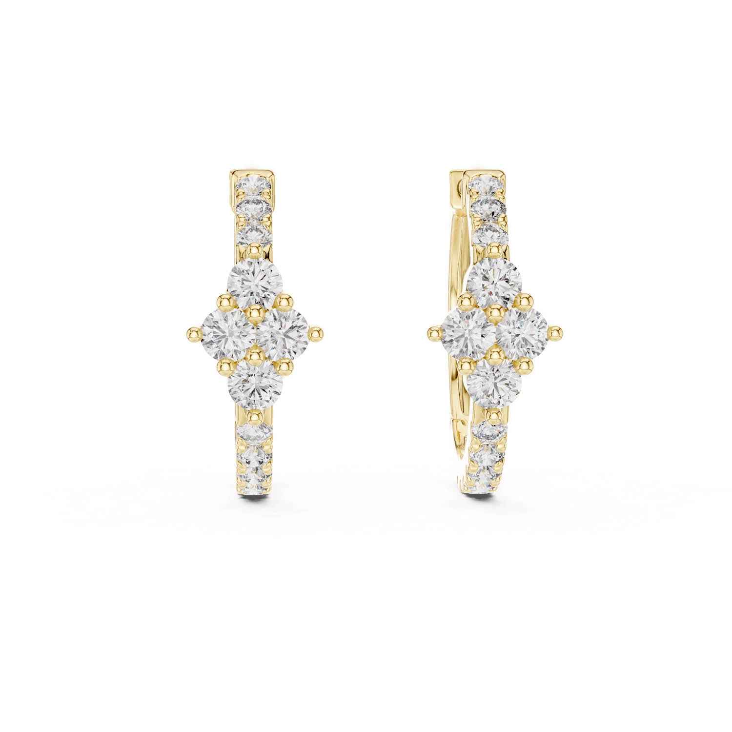 .54 Ct. Diamond Cluster Drop Earrings with Pavé Hoop Design (320) 8