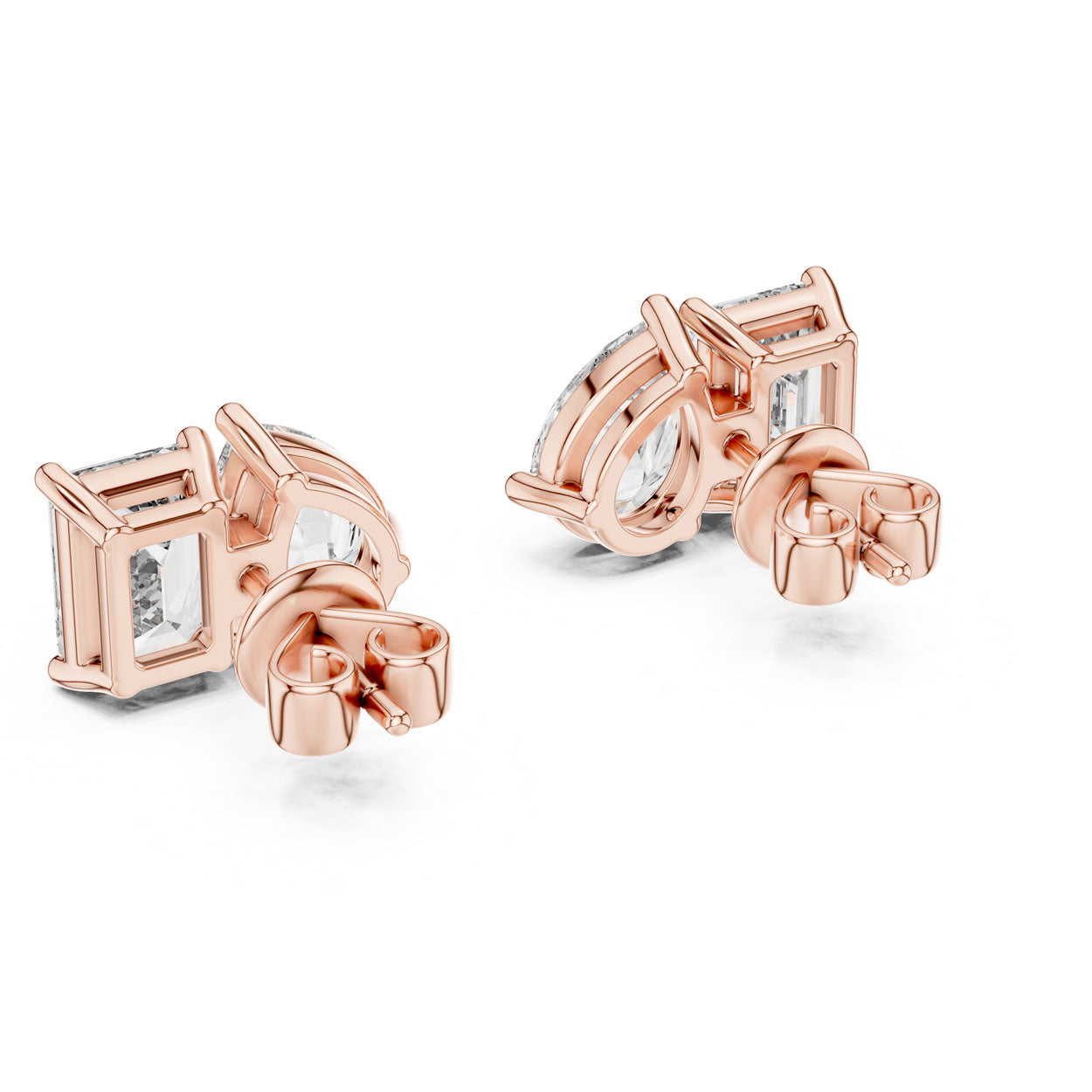 3.60 Ct. Emerald and Pear Diamond Toi et Moi Earrings (32) 12