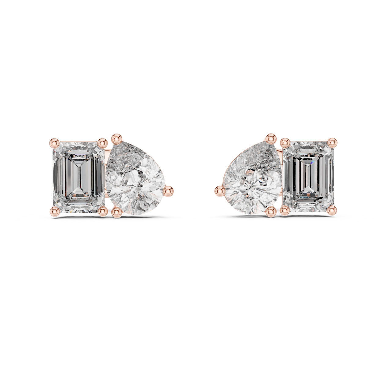 3.60 Ct. Emerald and Pear Diamond Toi et Moi Earrings (32) 5