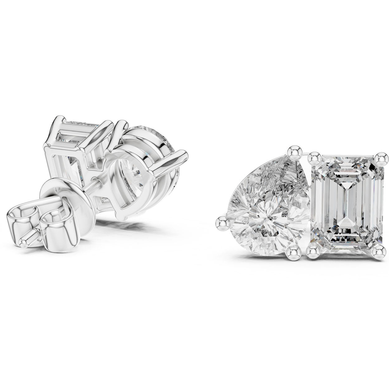 3.60 Ct. Emerald and Pear Diamond Toi et Moi Earrings (32) 9