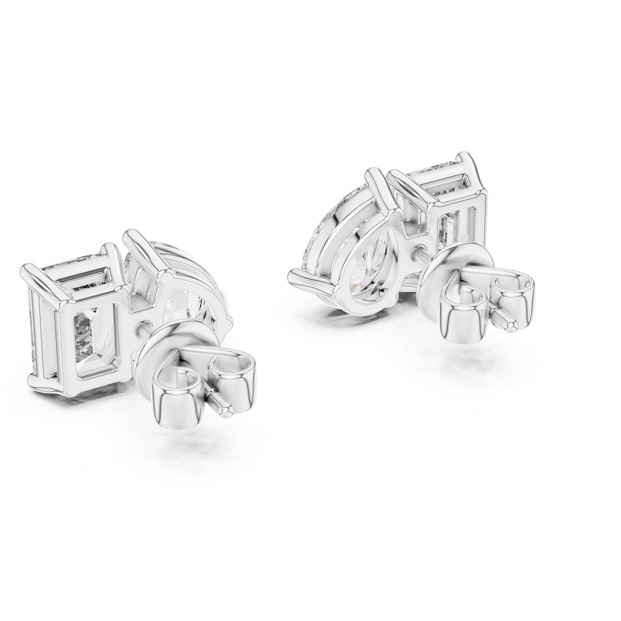3.60 Ct. Emerald and Pear Diamond Toi et Moi Earrings (32) 11