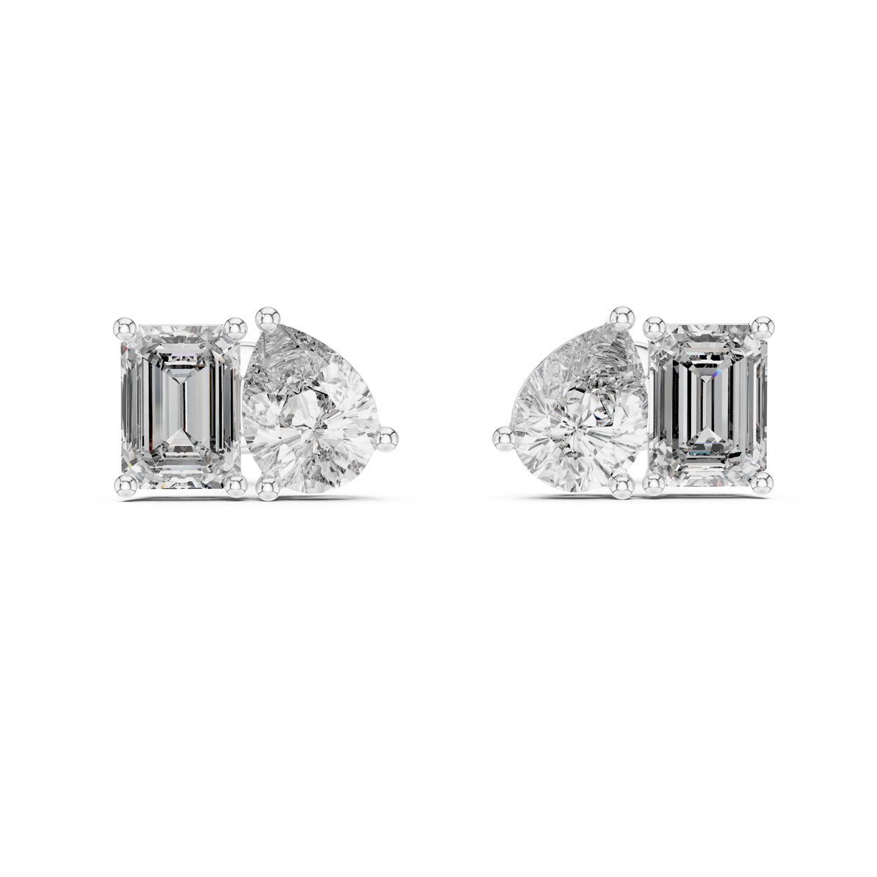 3.60 Ct. Emerald and Pear Diamond Toi et Moi Earrings (32) 7