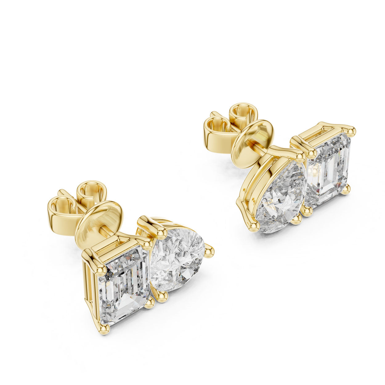 3.60 Ct. Emerald and Pear Diamond Toi et Moi Earrings (32)