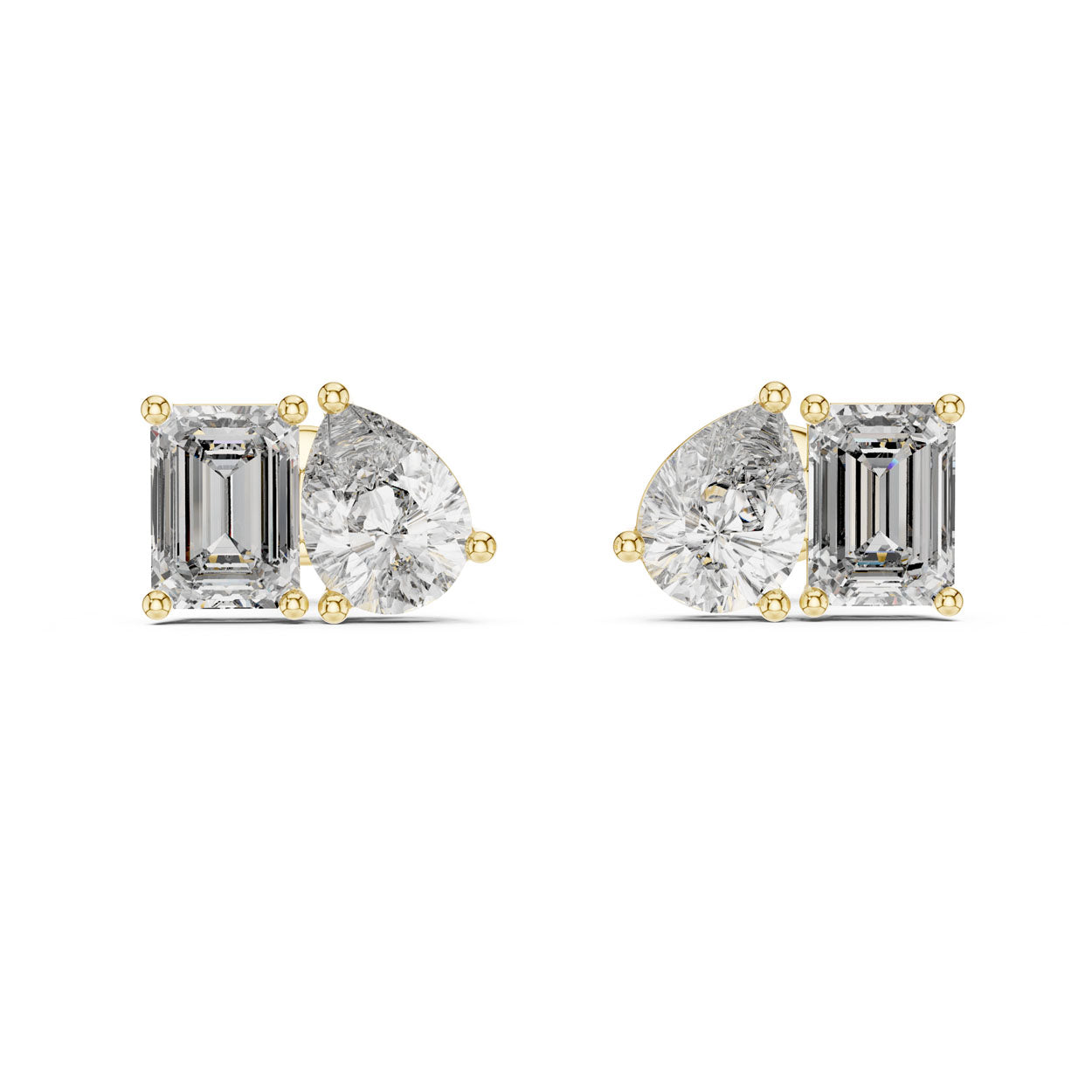 3.60 Ct. Emerald and Pear Diamond Toi et Moi Earrings (32)