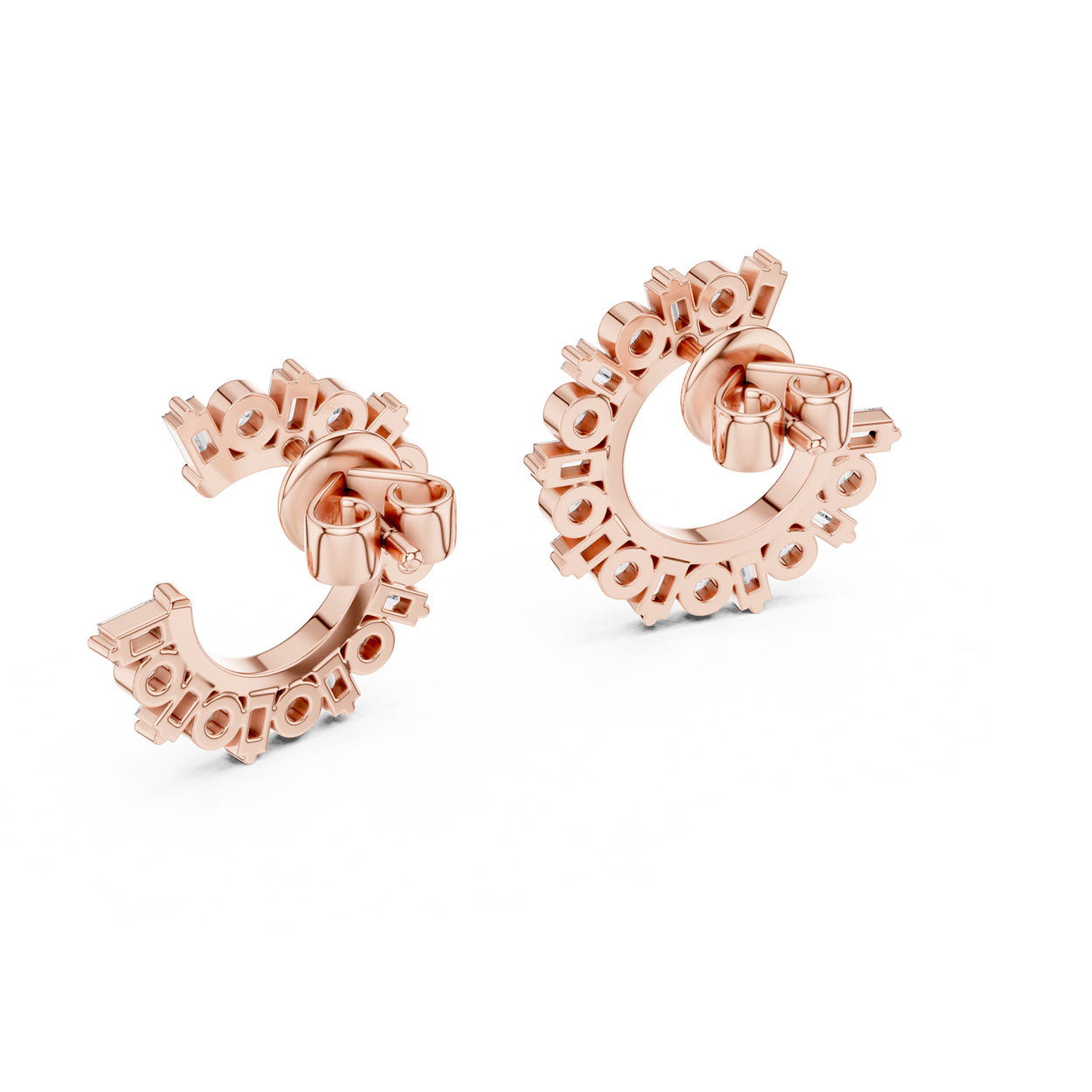 .77 Ct. Round Diamond Half-Circle Earrings with Alternating Baguette Accents (356) 12
