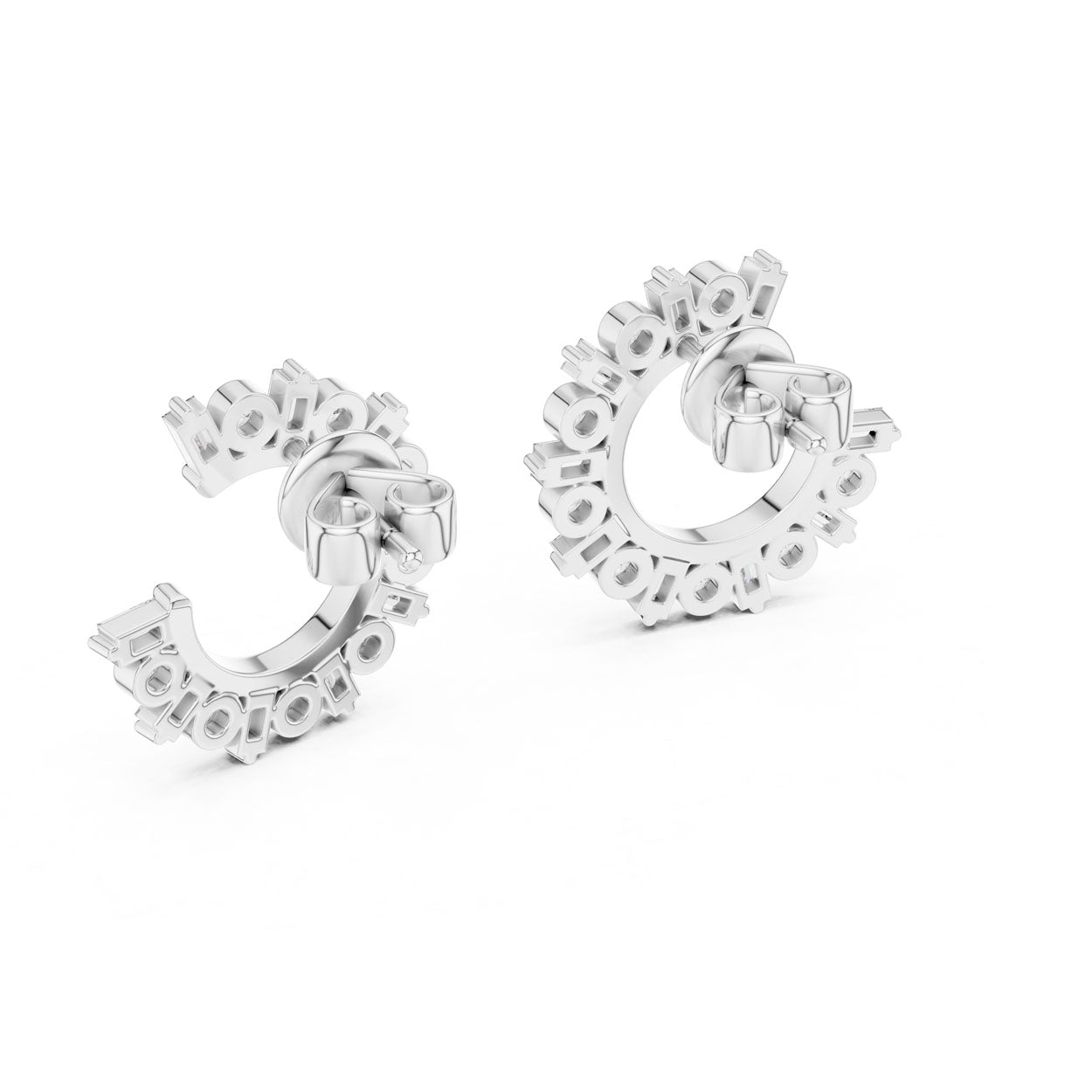 .77 Ct. Round Diamond Half-Circle Earrings with Alternating Baguette Accents (356) 11