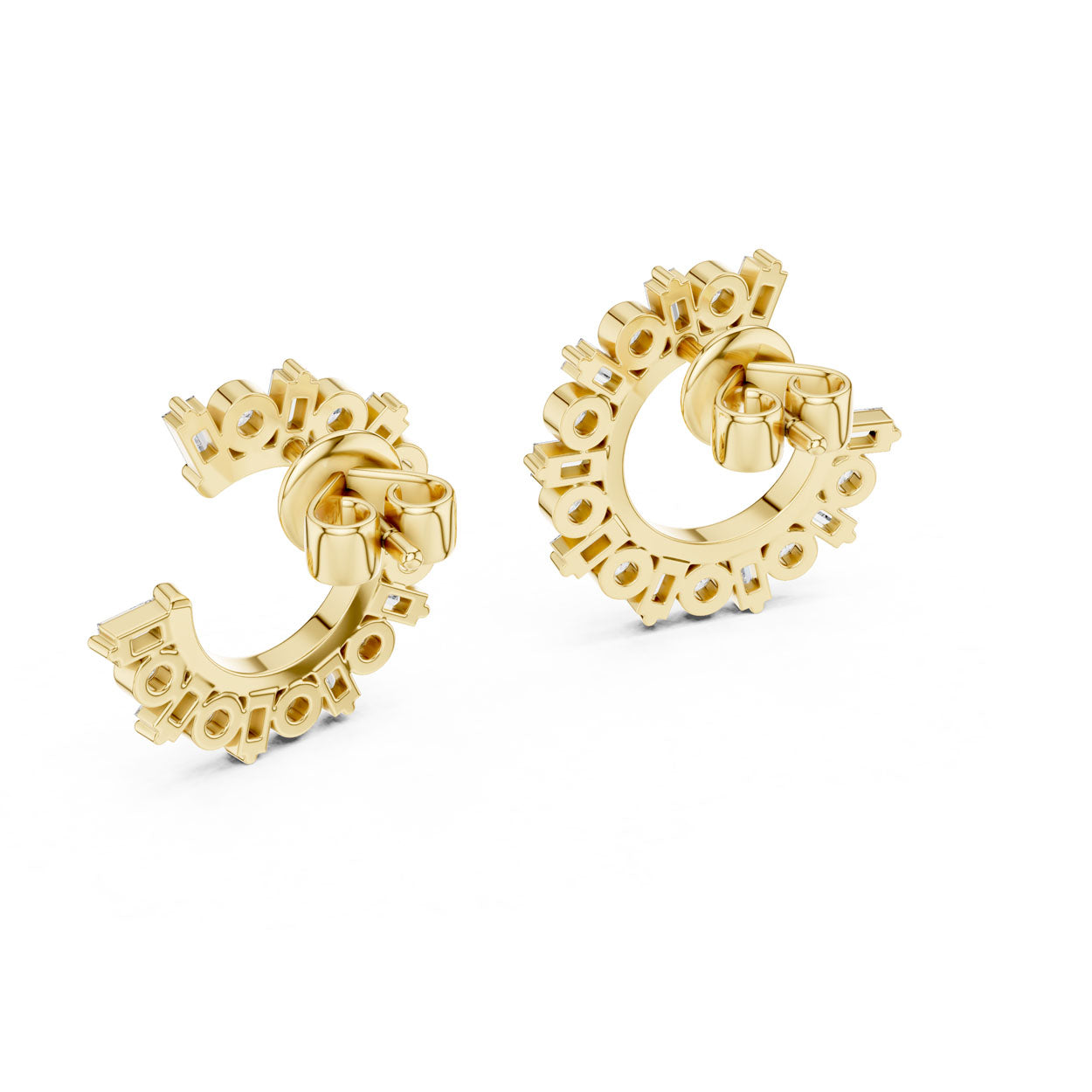.77 Ct. Round Diamond Half-Circle Earrings with Alternating Baguette Accents (356) 4