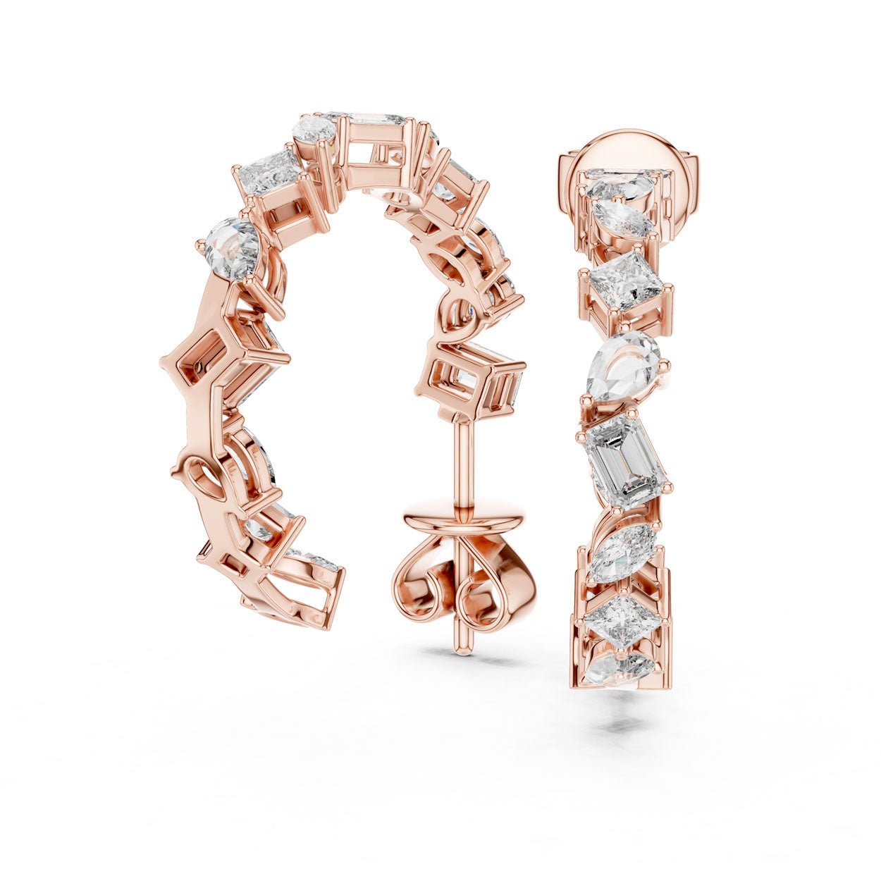 1.06 Ct. Round Diamond Half-Circle Earrings with Alternating Baguette Accents (357) 12