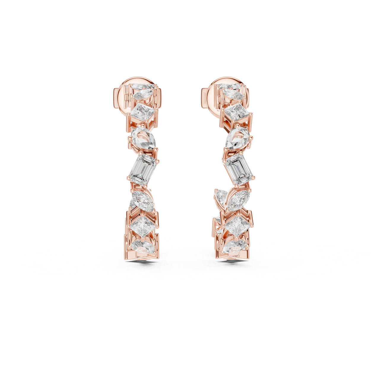 1.06 Ct. Round Diamond Half-Circle Earrings with Alternating Baguette Accents (357) 8