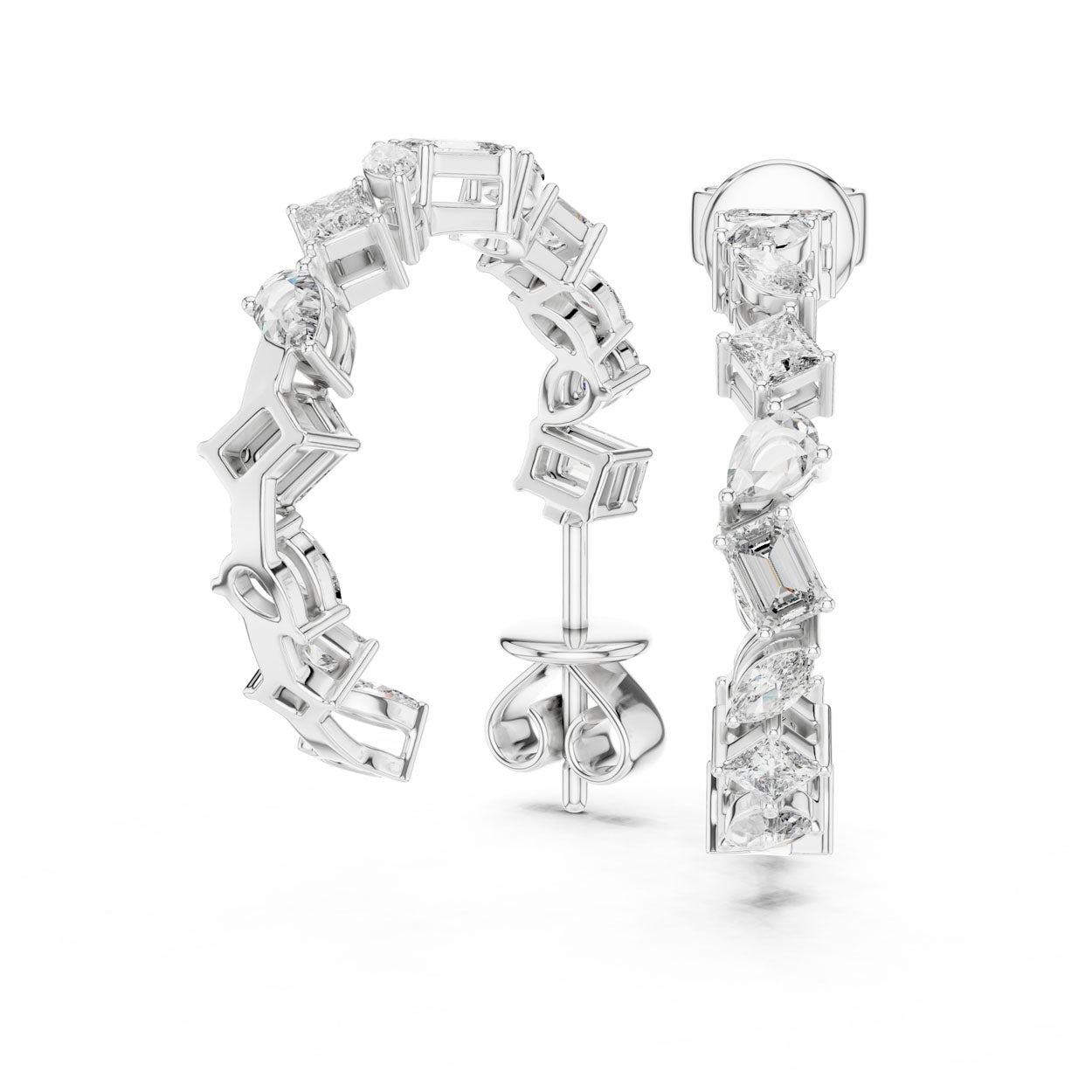 1.06 Ct. Round Diamond Half-Circle Earrings with Alternating Baguette Accents (357) 11