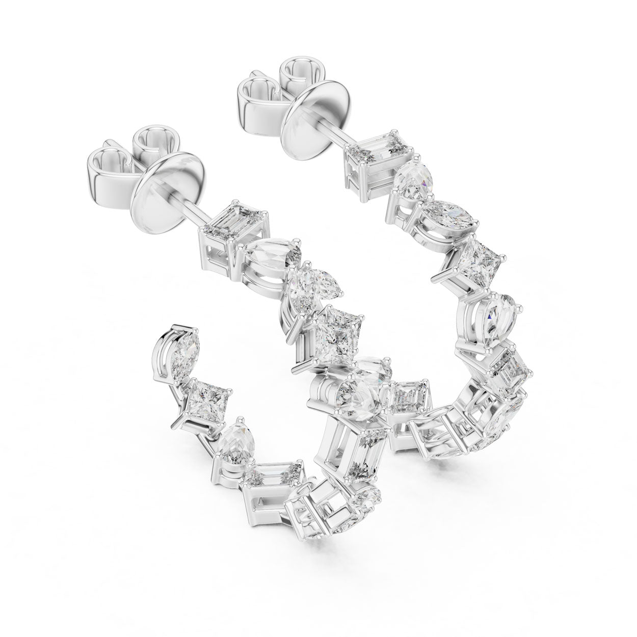 1.06 Ct. Round Diamond Half-Circle Earrings with Alternating Baguette Accents (357) 5