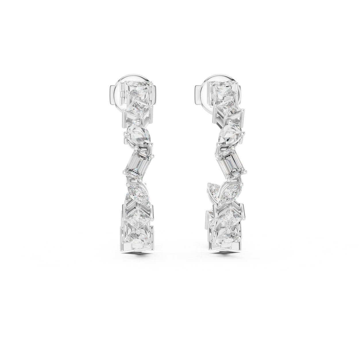 1.06 Ct. Round Diamond Half-Circle Earrings with Alternating Baguette Accents (357) 6