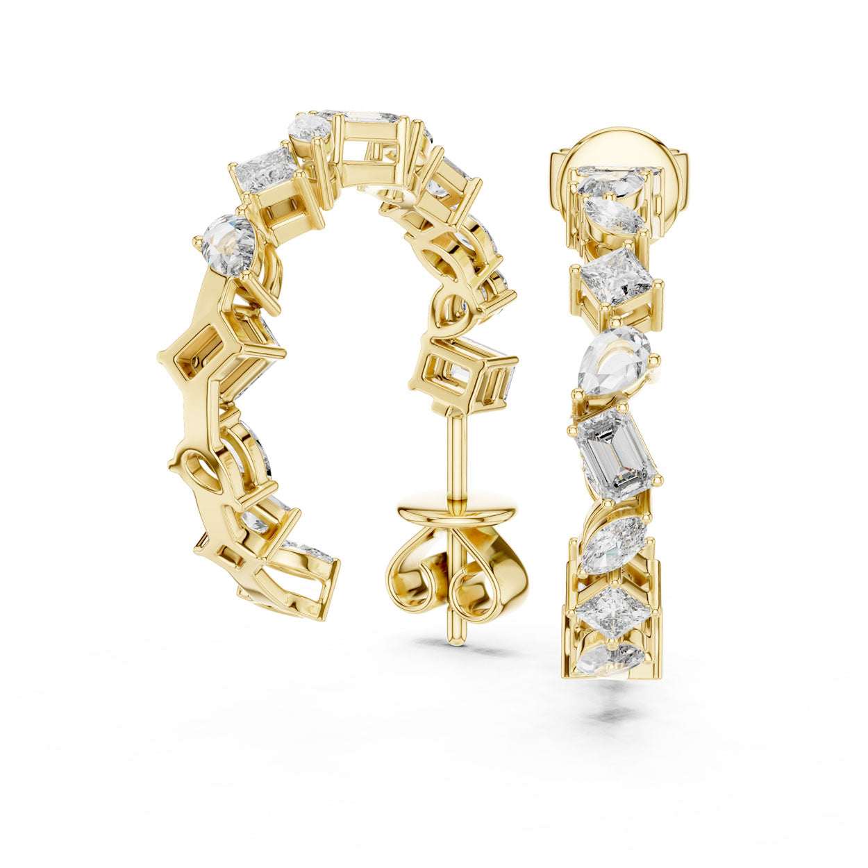 1.06 Ct. Round Diamond Half-Circle Earrings with Alternating Baguette Accents (357) 3
