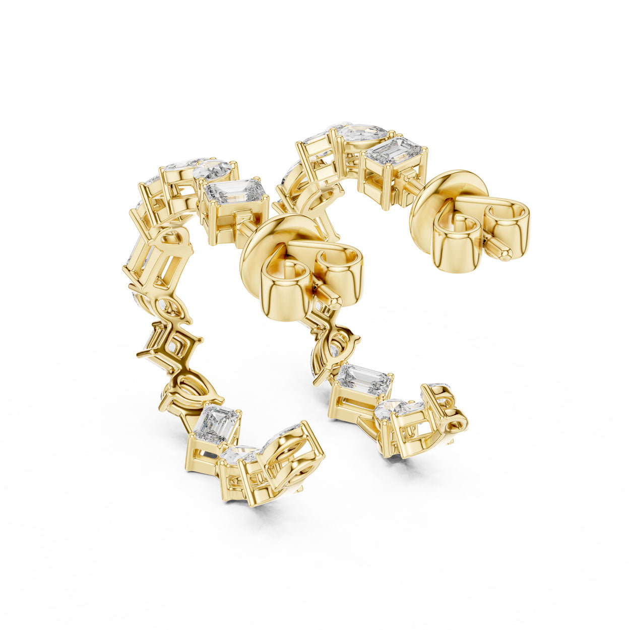 1.06 Ct. Round Diamond Half-Circle Earrings with Alternating Baguette Accents (357) 4