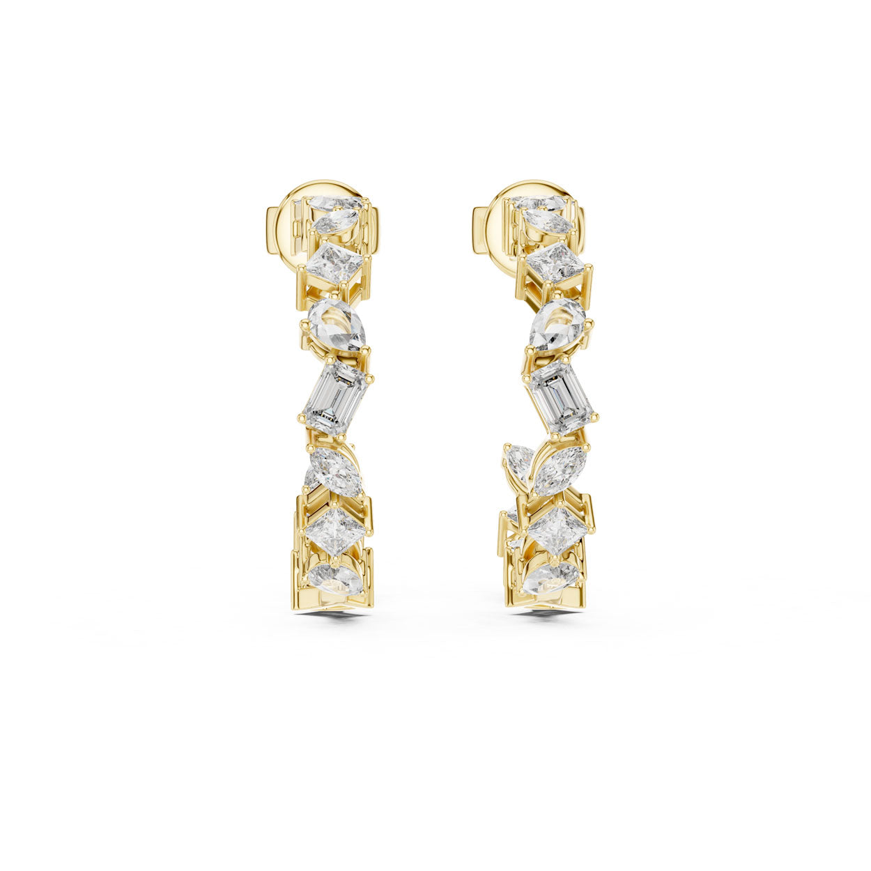 1.06 Ct. Round Diamond Half-Circle Earrings with Alternating Baguette Accents (357)