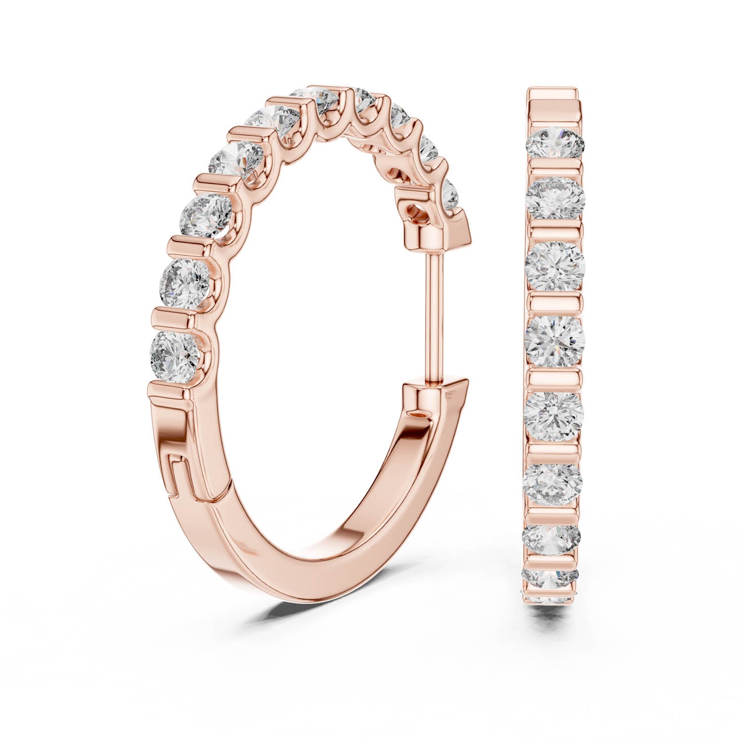 .60 Ct. Diamond Hoop Earrings with Shared Prong Setting (362) 9
