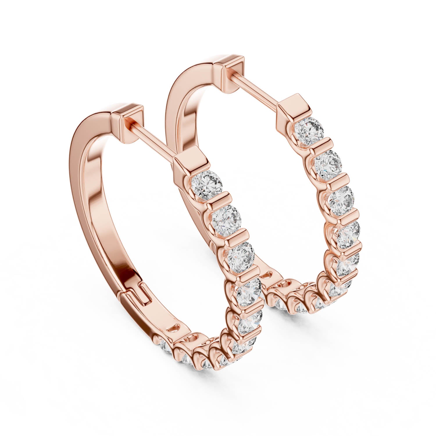 .60 Ct. Diamond Hoop Earrings with Shared Prong Setting (362) 10