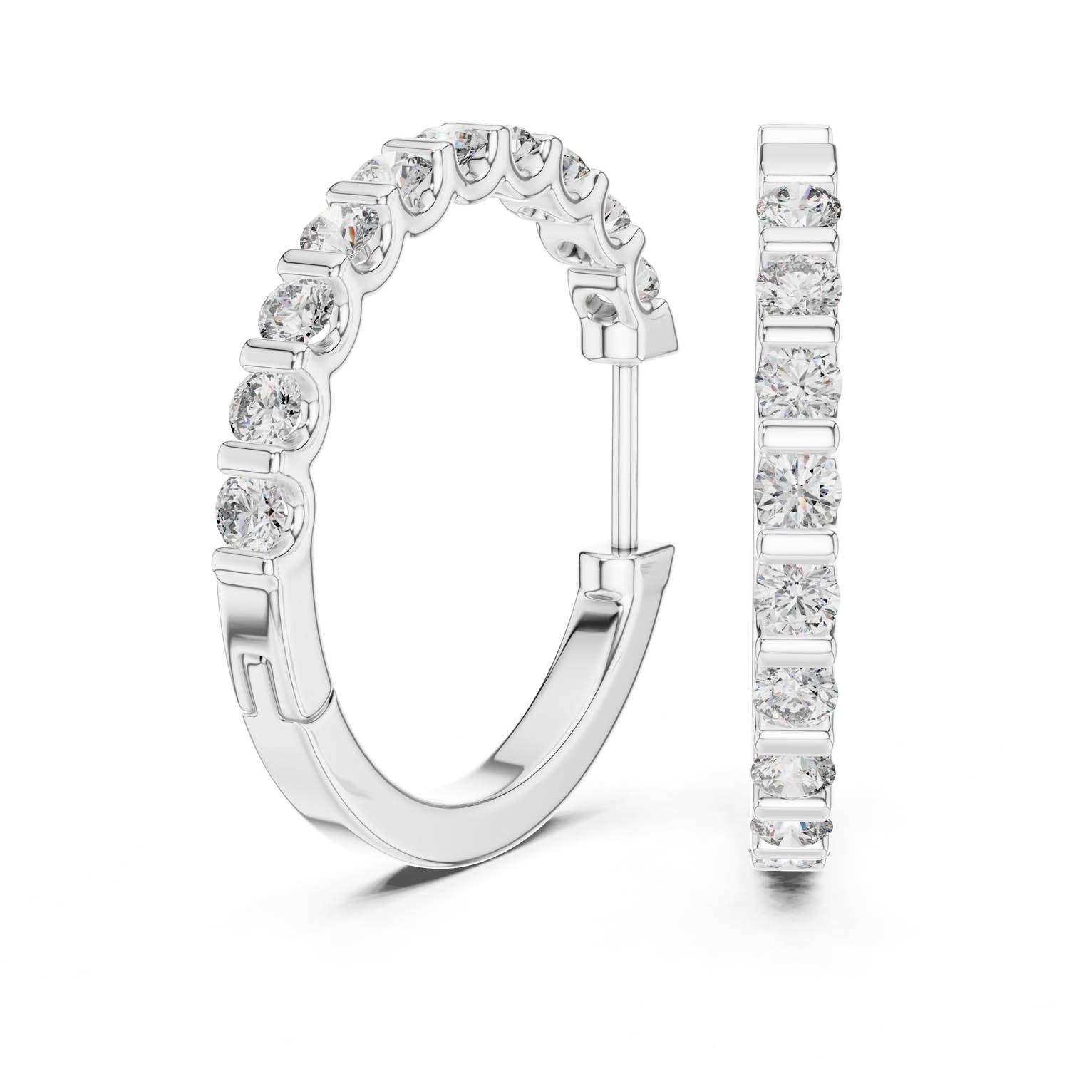 .60 Ct. Diamond Hoop Earrings with Shared Prong Setting (362)